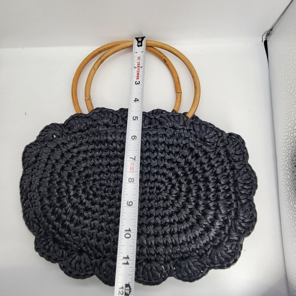 Vintage SIROCCO Purse Made in Italy Small Woven Bamboo Round Handles Zipper - Picture 9 of 11